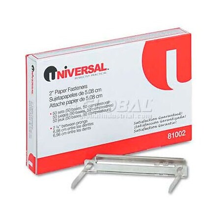 United Stationers Supply Universal® Complete Two-Piece Paper File Fasteners, Two Inch Capacity, 50/Box UNV81002